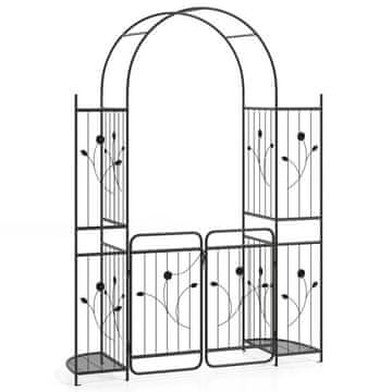Costway Vrtni luk 220 cm s vratima, policama za biljke, metalni luk