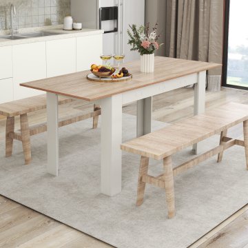 Costway Izvlačni stol za blagovanje 158x70x76 cm bijeli