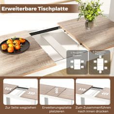 Costway Izvlačni stol za blagovanje 158x70x76 cm bijeli