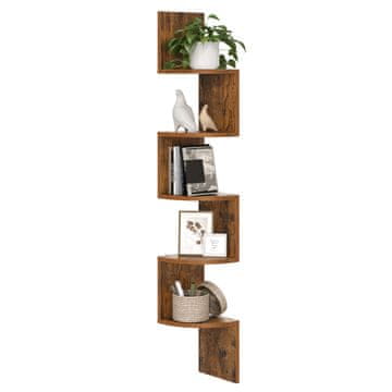Songmics Kutna polica, 5 razina cik-cak, 20x20x126 cm, smeđa