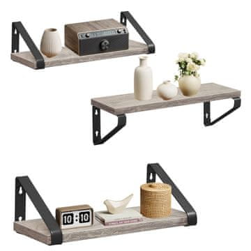Songmics Set zidnih polica, 40x12x10 cm, crna