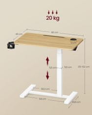 Songmics Stolić za kavu podesive visine 80x45x65-102 cm smeđi