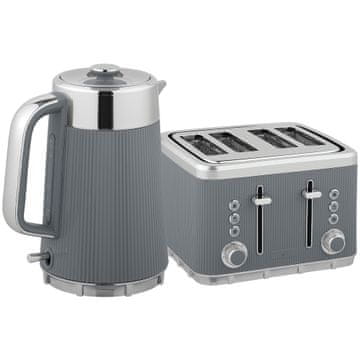 Homestar Set za doručak Električni kuhalo 1,7L i toster za 4 kriške 21,2x15,5x25,5 cm Sivi