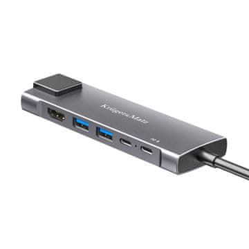 HUB Adapter USB Type-C hub na HDMI/2x USB3.0/2x USB Type-C/RJ45
