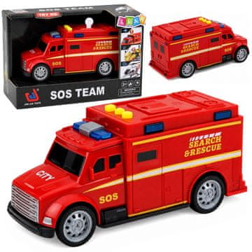 slomart LEAN TOYS Vozilo hitne pomoći SOS, crveno, sa svjetlima i zvukovima