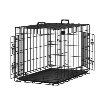 Songmics Kavez za psa 122x74.5x80.5 cm Crni