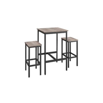 Songmics Set barskog stola 1 stol 60x60x90 cm 2 stolice 30x40x65 cm smeđa crna