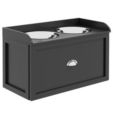 Homestar Stanica za hranjenje pasa 2 zdjele 60x30x36 cm Crna i Srebrna