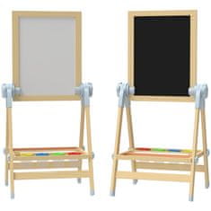 Homestar Dječji stalak za crtanje s dvije strane, bijela ploča i crna ploča, 48,5x46,5x70-97 cm, prirodni