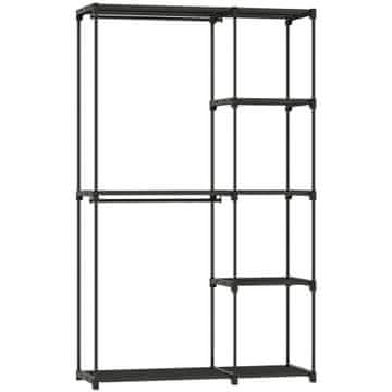 Homestar Ormar 111x43x185 cm Crni, Materijal: Netkani tekstil, plastika, čelična cijev