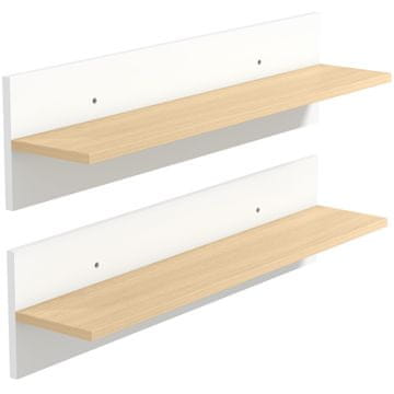 Homestar Set zidnih polica 2 komada 80x16,5x20 cm bijela i prirodno drvo