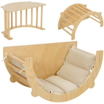 Homestar Penjalica Luk 3u1 s jastukom 90x52x50 cm Prirodno drvo