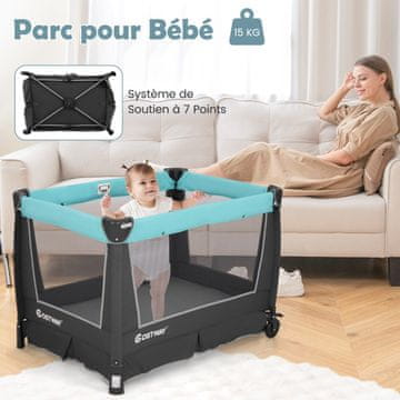 Costway 5-u-1 sklopivi krevetić za bebe s igralištem, uklonjivim krevetićem, previjačkim stolom, madracem, torbom i kotačima, zelene