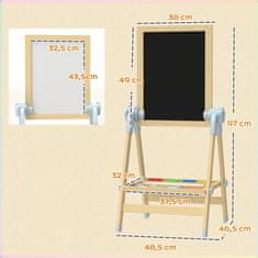 Homestar Dječji stalak za crtanje s dvije strane, bijela ploča i crna ploča, 48,5x46,5x70-97 cm, prirodni