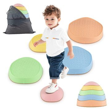 Costway Stepping Stones 5 KOM Ne-klizajuće kamenje za ravnotežu s torbom za pohranu Macaron