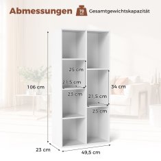 Costway Samostojeći bijeli regal za knjige s 7 kocki
