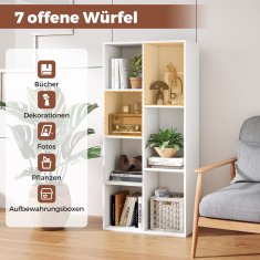 Costway Samostojeći bijeli regal za knjige s 7 kocki