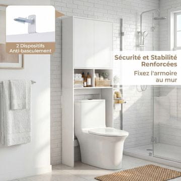 Northix Ormarić za odlaganje iznad WC-a, 2 vrata, 2 police, bijeli