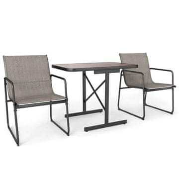 Northix 3-dijelni vrtni bistro set – pravokutni stol, platnene stolice