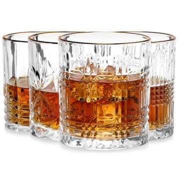 Northix Set čaša za viski, 290 ml, zlatni rub, 4 komada