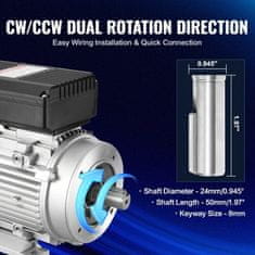 VEVOR Električni motor 1.1KW 2800 okr/min Jednofazni 330x175x240 mm Zračni kompresor