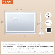 VEVOR Ogledalo za šminkanje s 3 boje osvjetljenja, Bluetooth, 80x12x57.2 cm, bijelo