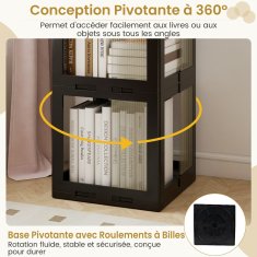 Costway Preklopiva rotirajuća polica za knjige s 4 razine, crna