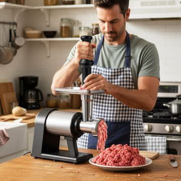 Costway Električna mašina za mljevenje mesa 2000W s 3 nastavka za punjenje kobasica, 3 perforirane ploče, set za kibbeh, crna