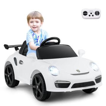Costway Dječji električni automobil 12V licencirani Porsche bijeli s daljinskim upravljačem i mekanim startom