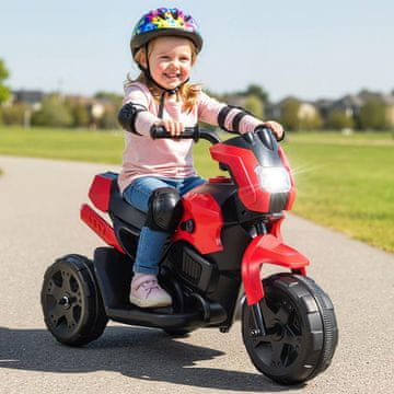 Costway Električni dječji motocikl s 3 kotača 6V s LED svjetlom crveni