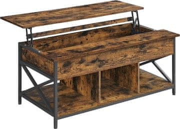 Songmics Stolić za kavu, podesive visine, 59.9x120x49.4 cm, smeđa