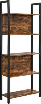 Songmics Polica za knjige, 62x24x165 cm, smeđa, za pohranu