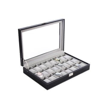 Songmics Kutija za satove, 24 utora, 43.5x29.2x8.5 cm, crna