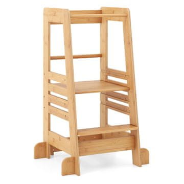 Costway Montessori kuhinjski stalak za stajanje s sigurnosnom ogradom prirodni