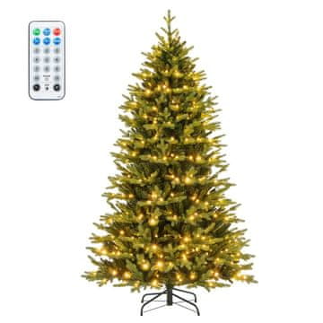 Costway Umjetno božićno drvce s LED svjetlima, 11 načina osvjetljenja, 3 automatska tajmera, 4 razine svjetline, zeleno