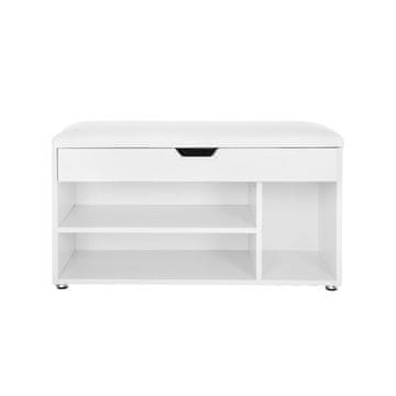 Songmics Klupa za cipele s 3 pretinca 80x44x30 cm bijela