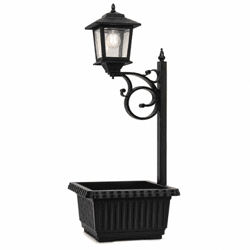 HOME & MARKER® Solarna vrtna svjetiljka s ugrađenom posudom za cvijeće, topla bijela LED rasvjeta, automatsko noćno uključivanje | LUMIPOT