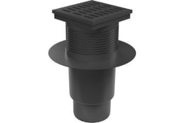 Enpro Ulaz u kanalizaciju Donji odvod za kanalizaciju D 110 mm, ogrlica, suhi poklopac, plastična rešetka, crna