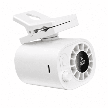 JOIRIDE® Tihi punjivi ventilator sa štipaljkom, 100 brzina, 360° rotacija, digitalni zaslon i snažna baterija | CLIPBREEZ