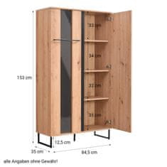 Homestyle4U Vitrina, 84,5x153x35 cm, smeđa