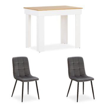 Homestyle4U Blagovaonski set, 90x73x60 cm, bijela, smeđa, siva