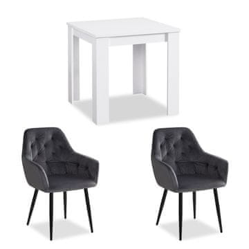 Homestyle4U Blagovaonski set, 80x80x75 cm, bijela, siva