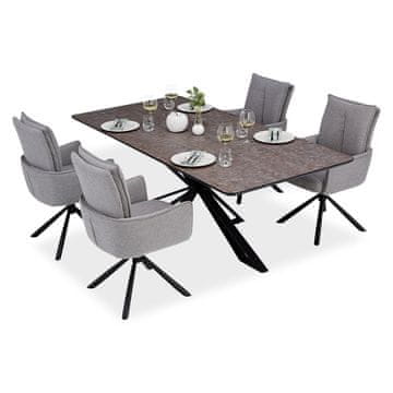Homestyle4U Blagovaonski stol i set stolica, 200x100 cm, smeđa crna siva
