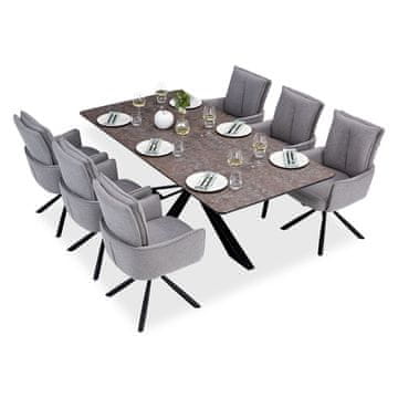 Homestyle4U Blagovaonski stol i 6 stolica set, 200x100x76 cm, smeđa crna siva