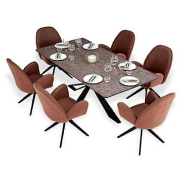 Homestyle4U Blagovaonski stol i 6 stolica set, 200x100 cm, smeđe crna