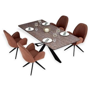 Homestyle4U Blagovaonski stol i set stolica, 200x100 cm, smeđa, 4 stolice, pravokutni
