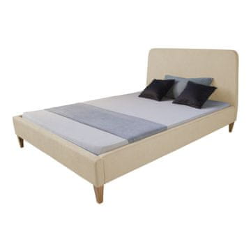 Homestyle4U Tapecirani krevet, 140x200 cm, bež