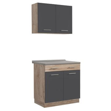 Homestyle4U Kuhinjski element, 80x180x60 cm, siva