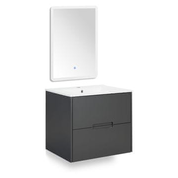 Homestyle4U Set kupaonskog namještaja, 61x124x47 cm, siva, s prostorom za pohranu