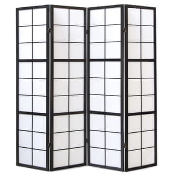 Homestyle4U Pregrada za prostor, 4 panela Shoji, 176x2.2x175 cm, crna